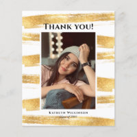 BUDGET Gold Watercolor Brush Photo Grad Thank You