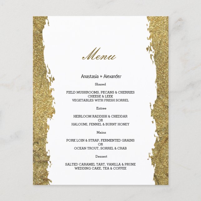 Budget Gold WEDDING MENU. Flyer (Front)