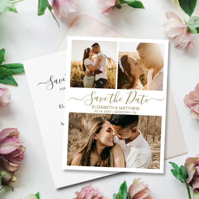 Budget Gold White Photo Save The Date  Flyer (Creator Uploaded)