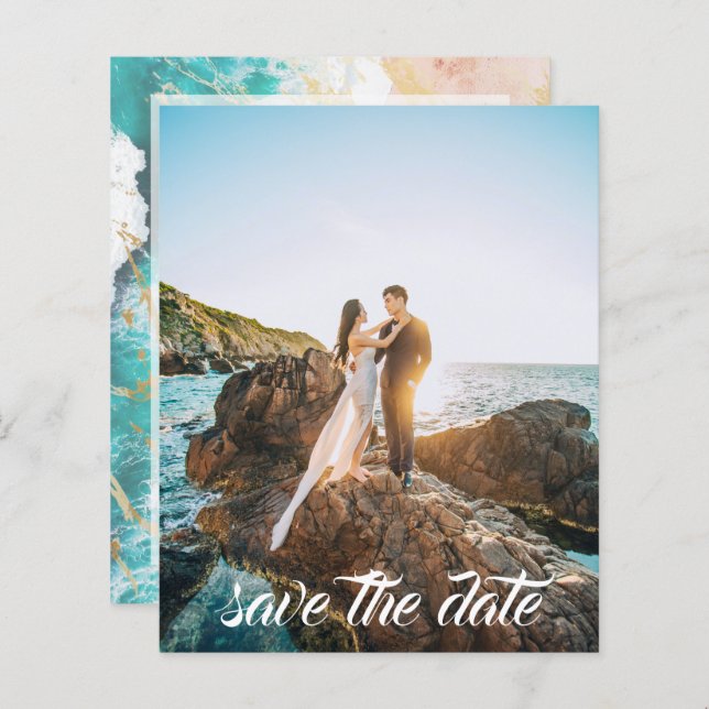 Budget Golden Beach Anchor Photo Save the Date (Front/Back)