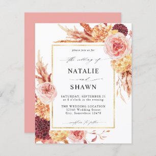 Budget Golden Burgundy Blush Pink Floral Wedding P