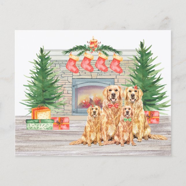 Budget Golden Retriever Christmas Dog Carte de vac (Devant)