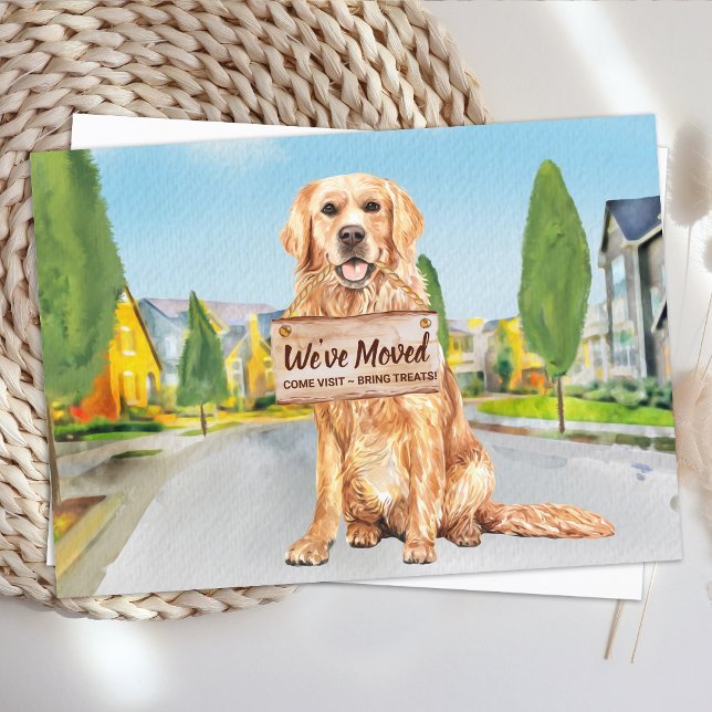 Budget Golden Retriever Weve Moved Dog Moving Card (Creator Uploaded)