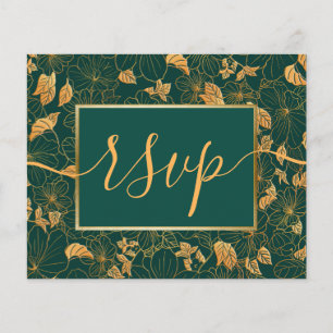 Budget Gorgeous Emerald Green Golden Foliage RSVP
