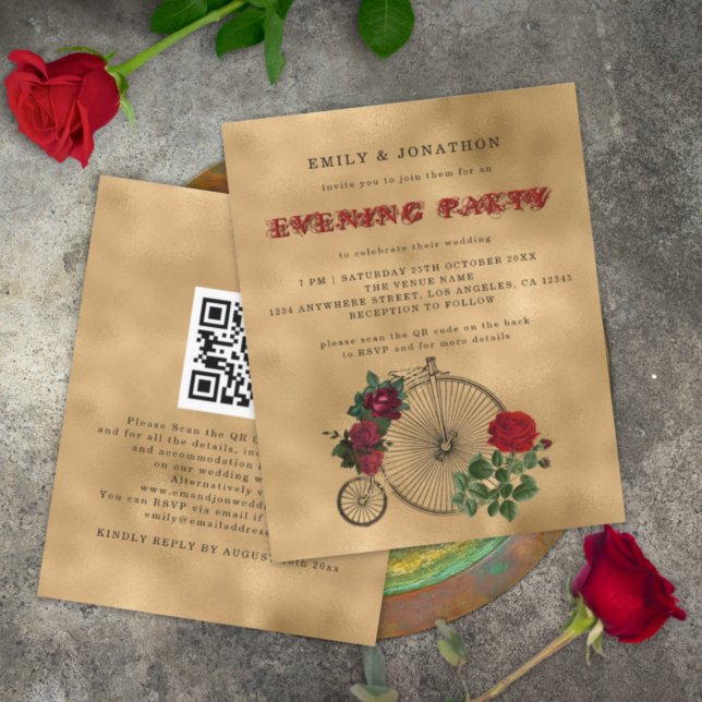 BUDGET Gothic Bicycle QR Wedding Evening Invite (Creator Uploaded)