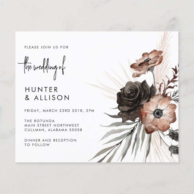 BUDGET Gothic Boho Wedding Invitation Flyer (Front)