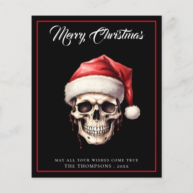 Budget Gothic Santa Skull Merry Christmas Card (Front)