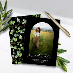 Budget Grad Announcement Boho Arch Black Ivy Back