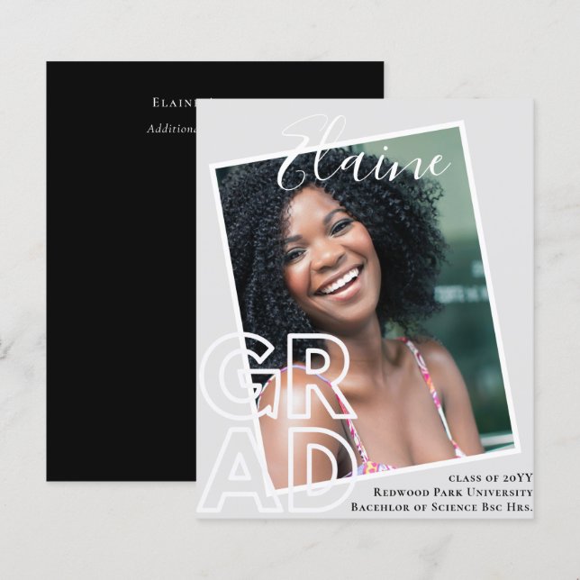 BUDGET Grad PHOTO Announcement Thank You Invite (Front/Back)