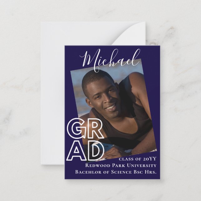 BUDGET Grad PHOTO Announcement Thank You Invite (Front)