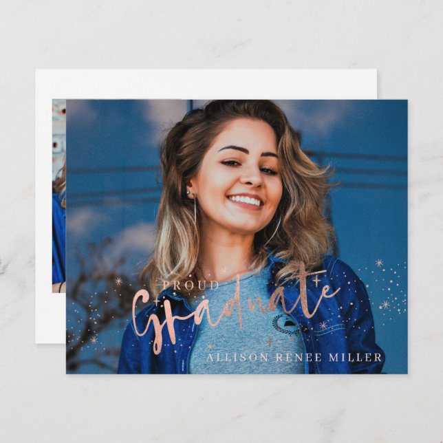 Budget Graduate 2 photos Graduation Invitation (Front/Back)