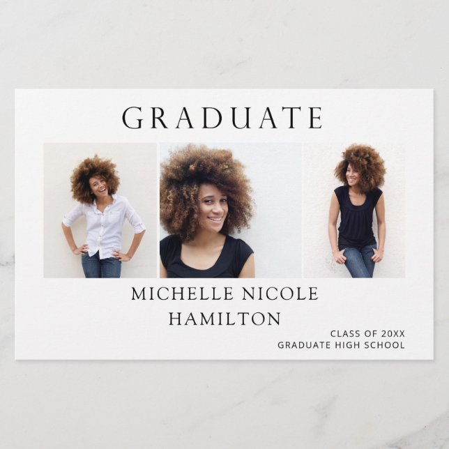 Budget Graduate 3 Photo Announcement MEDIUM Flyer (Front)