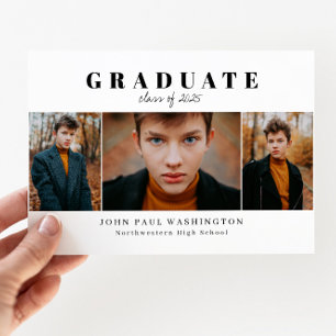 Budget Graduate 3 Photo Graduation Announcement