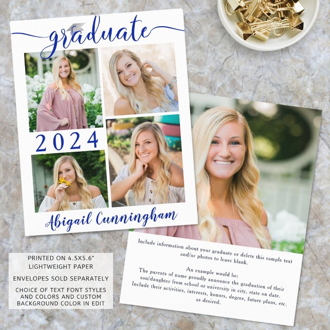 Budget Graduate Announcement Royal Blue Script (Creator Uploaded)