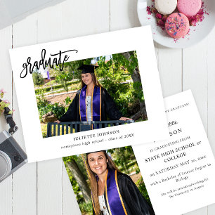 Budget Graduate Calligraphy Two Photo Announcement