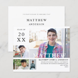 Budget Graduate Modern Stylish 4 Photo Announ 2