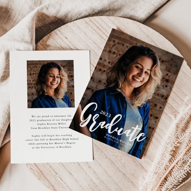 Budget Graduate Script 2 Photo Graduation Card (Creator Uploaded)