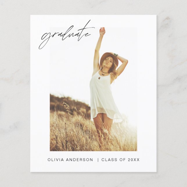 Budget Graduation Announcement Photo Minimalist (Front)