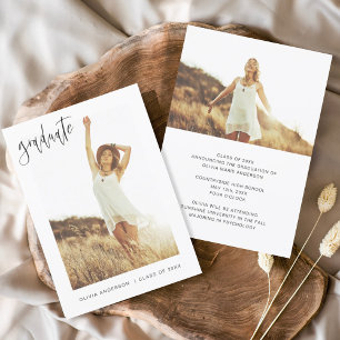 Budget Graduation Announcement Photo Minimalist