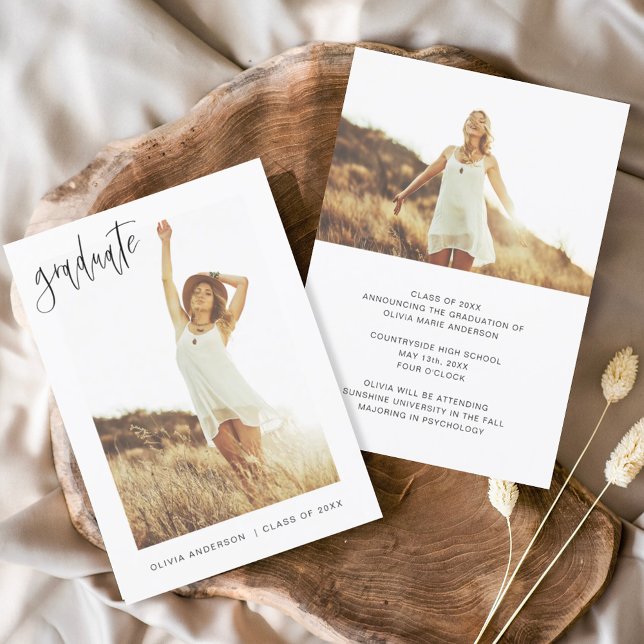 Budget Graduation Announcement Photo Minimalist Fl Flyer (Creator Uploaded)