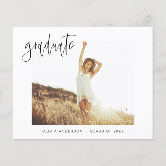 Budget Graduation Announcement Photo Minimalist Fl Flyer (Front)