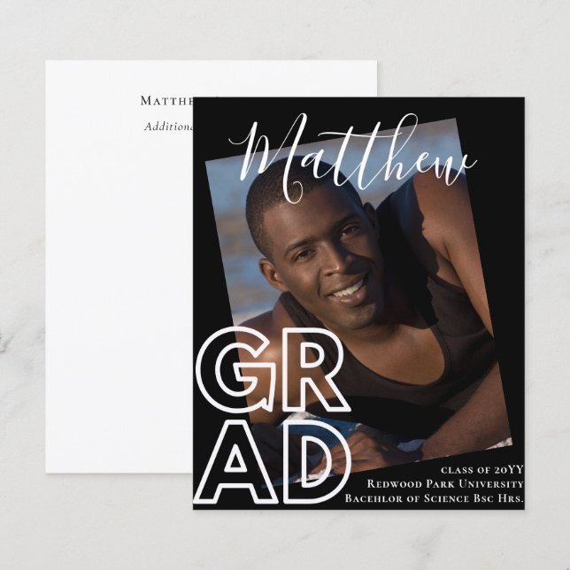 BUDGET Graduation Announcement PHOTO Modern Class (Front/Back)