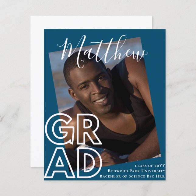 BUDGET Graduation Announcement PHOTO Modern Class (Front/Back)