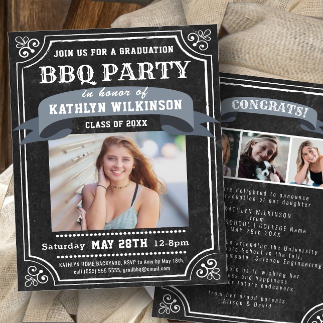 BUDGET Graduation BBQ Party 4 Photo Invitation (Creator Uploaded)