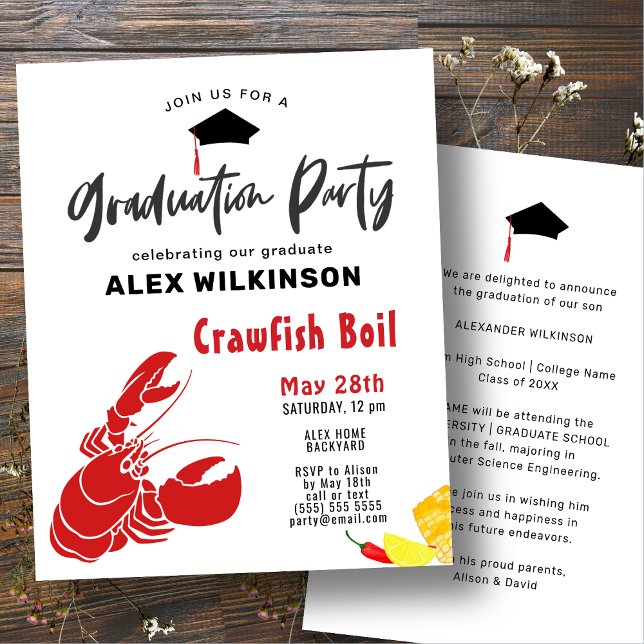 BUDGET Graduation Crawfish Boil Party Invitation Flyer (Creator Uploaded)