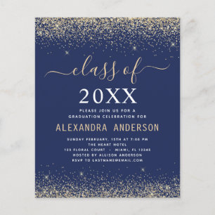 Budget Graduation Gold Navy Blue Class of 2023 Flyer