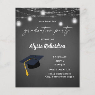 Budget Graduation Hat Chalkboard Graduation Party Flyer