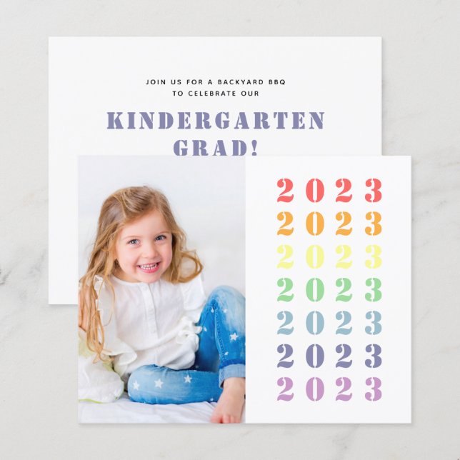 BUDGET Graduation Invitation | Photo Rainbow (Front/Back)