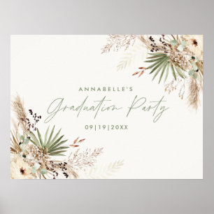 Budget graduation pampas botanical modern elegant  poster