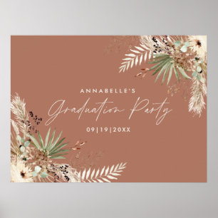 Budget graduation pampas botanical terracotta chic poster