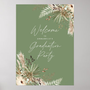Budget graduation pampas sage green modern elegant poster