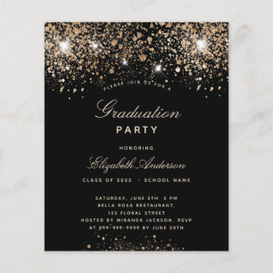 Budget graduation party black gold glitter