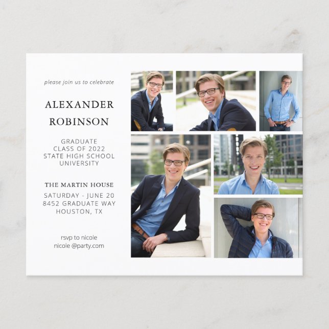 Budget Graduation Party Modern 6 Photo V2 Flyer (Front)