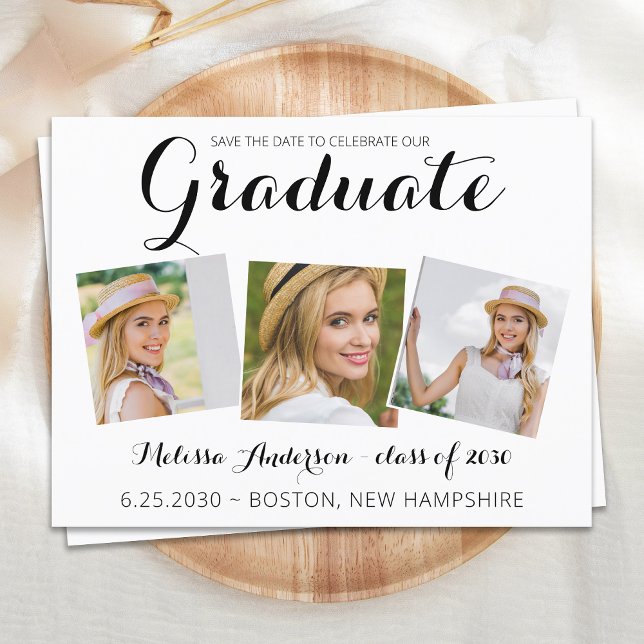 Budget Graduation Save The Date Modern 3 Photo (Creator Uploaded)