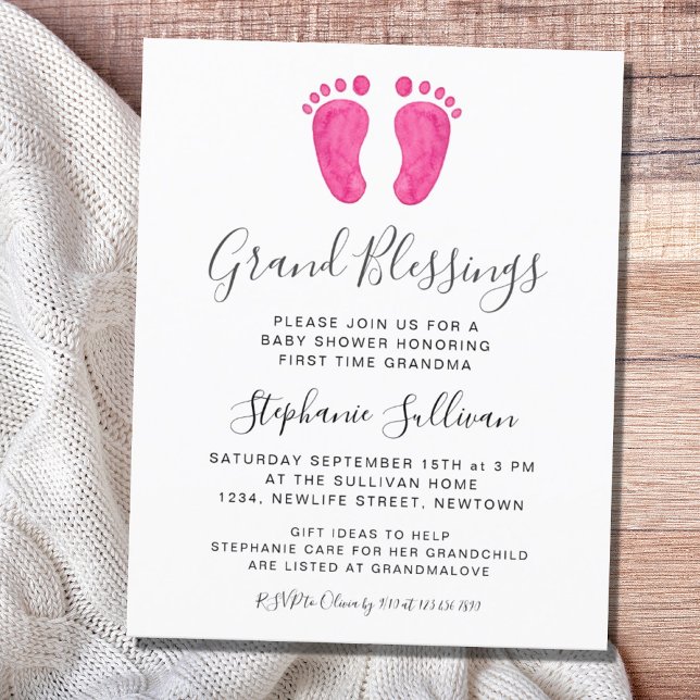 Budget Grand Blessings Girl Baby Shower Invitation (Creator Uploaded)