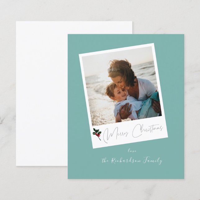 Budget Green Beachy Instant Photo Merry Christmas (Front/Back)