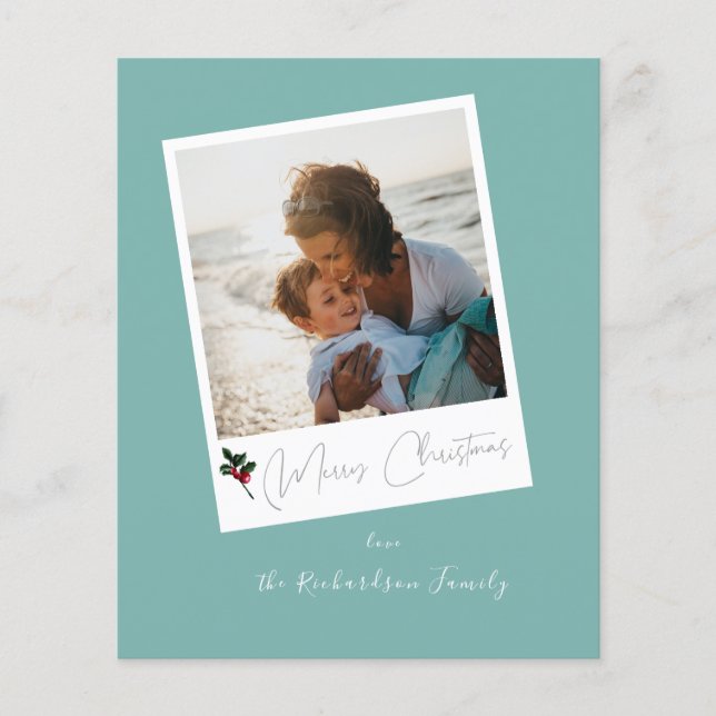 Budget Green Beachy  Instant Photo Merry Christmas Flyer (Front)