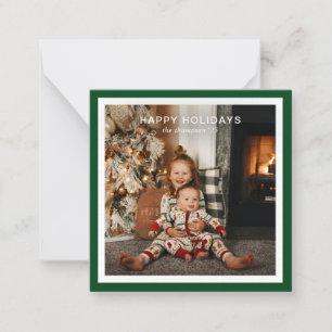 BUDGET Green Bold Square Border 1 Photo Christmas Card