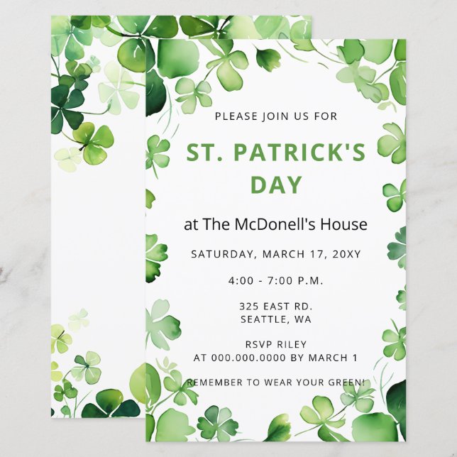 Budget Green Clover Shamrock St Patricks Day (Front/Back)