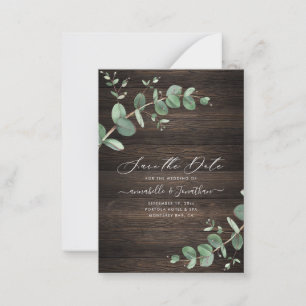 budget green Eucalyptus foliage rustic dark wood Card