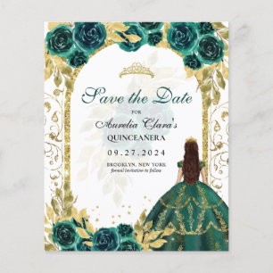 BUDGET Green Floral Princess Quinceanera