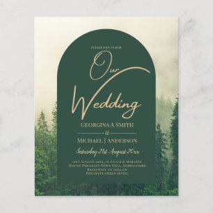 BUDGET Green Forest mountain Pine Trees Wedding Flyer