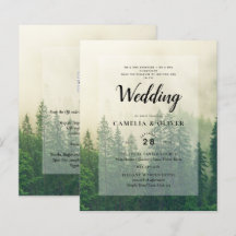 BUDGET Green Forest Pine Trees Wedding INVITE