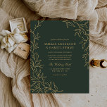 Budget Green Gold Minimal Wedding Invitation Flyer<br><div class="desc">Introduce your special day with a minimal yet elegant leaf wedding invitation. Featuring a refined design with delicate leaf accents, this invitation blends simplicity and natural beauty, perfect for couples who appreciate understated elegance. The clean, modern layout offers a sophisticated look while keeping the focus on your event details. Ideal...</div>
