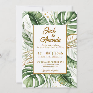 Budget Green Leaf Boho Faire-part de mariage