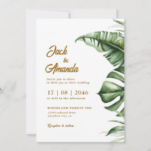 Budget Green Leaf Boho Faire-part de mariage